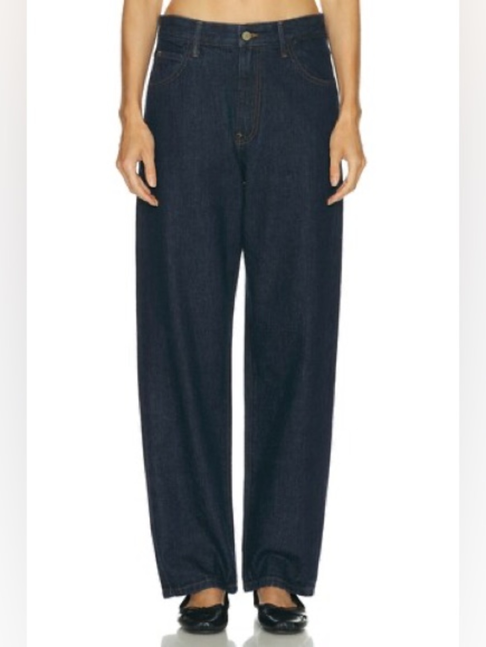 Enza Costa Relaxed Straight Leg Jean in Dark Rinse